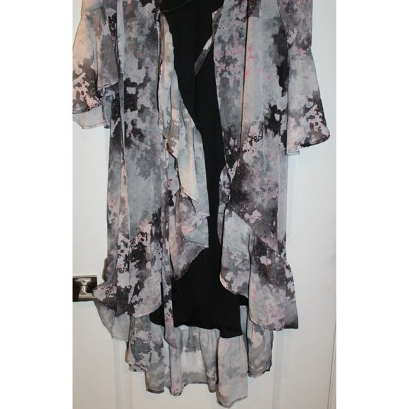 Bar III Floral Abstract Belted Ruffle Design 3/4 Sleeve Women's Dress Size Small - Picture 4 of 14